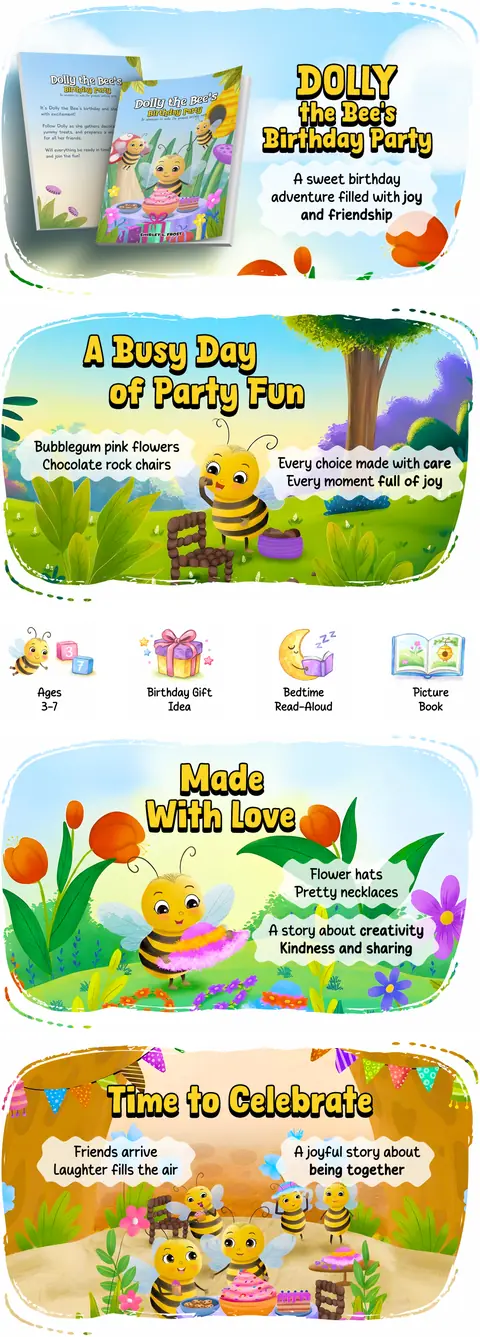 Dolly the Bee's Birthday Party A+ Content preview