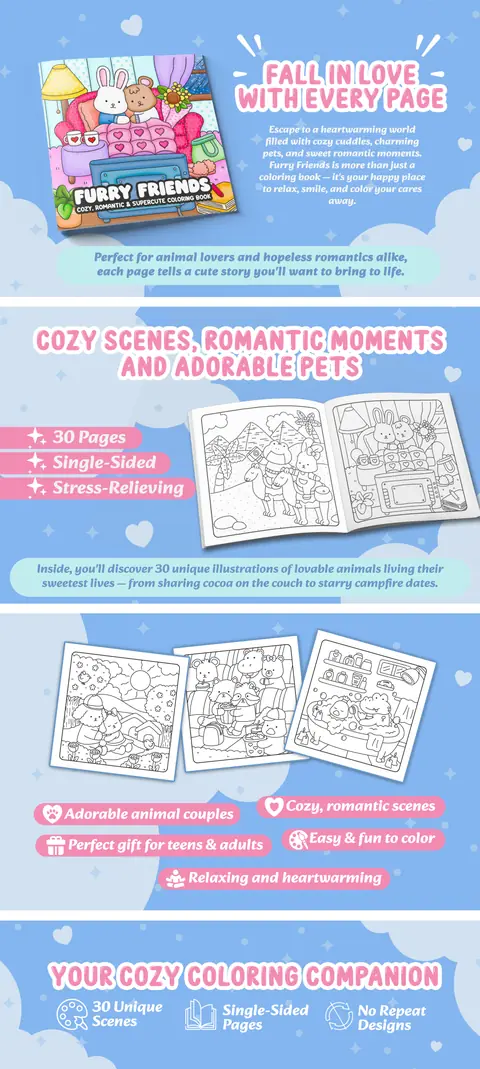 Amazon A+ Content preview for Furry Friends Coloring Book