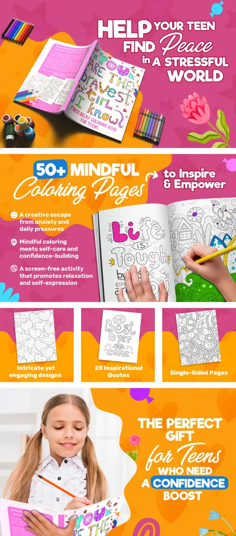 Stress Relief Coloring for Teens A+ Content preview